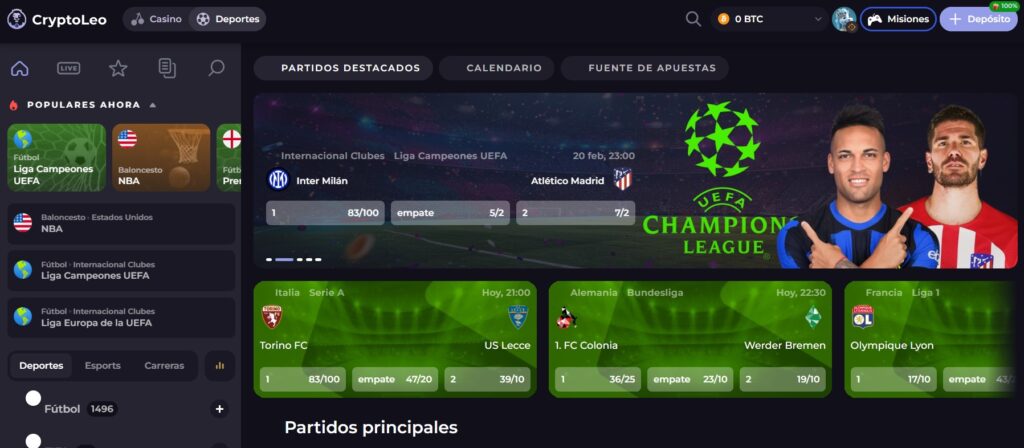 CryptoLeo sitio de apuestas deportivas